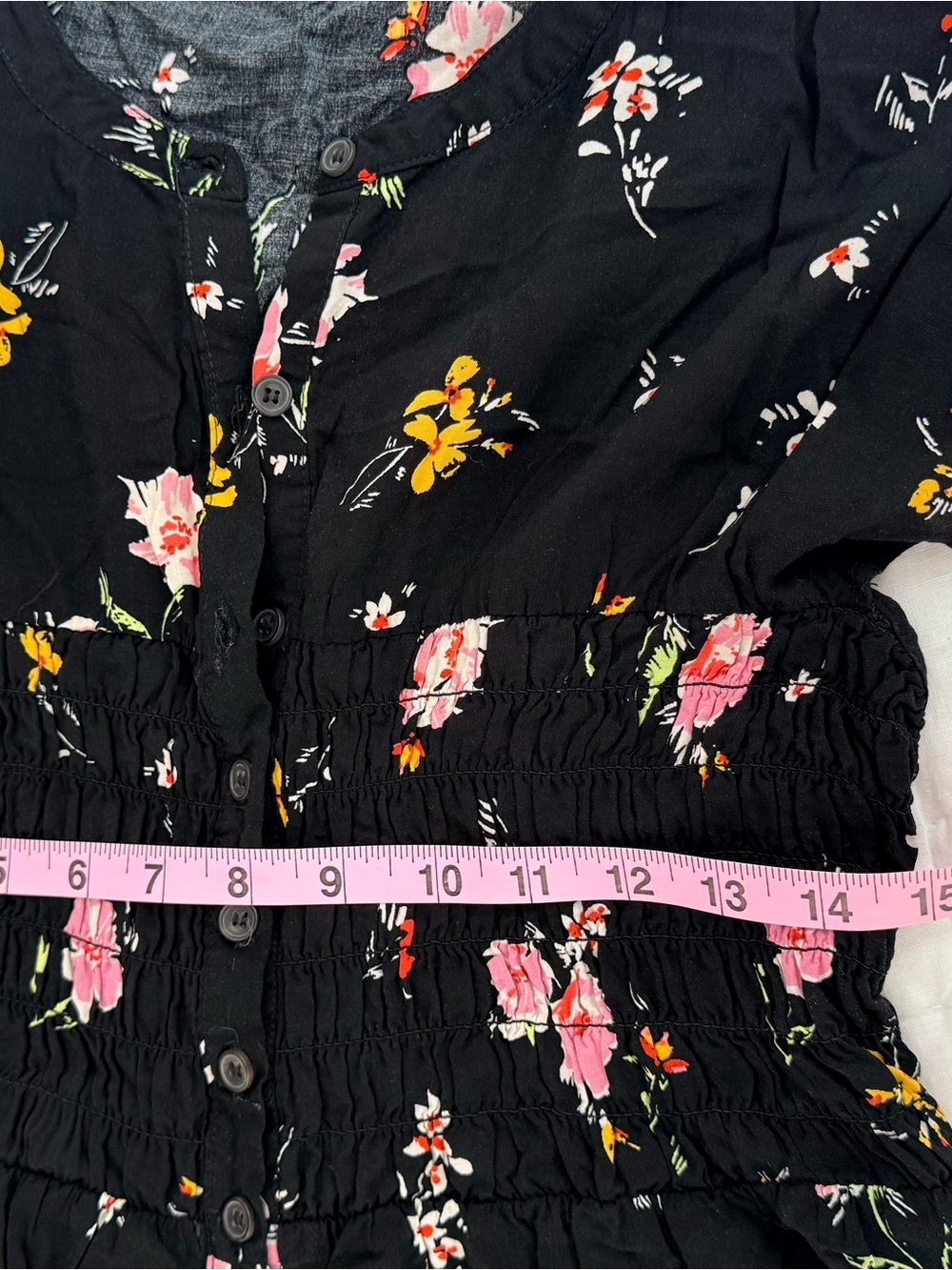 Free People Black Floral Mini Dress with Pink & Yellow Blooms - Picture 4 of 8